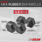 LifeLine Hex Rubber Dumbbell Set, 150lbs, 200 lbs, 380lbs & 550lbs