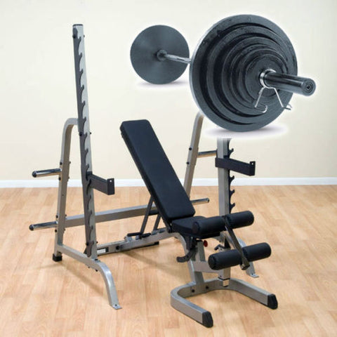 Body-Solid GPR370 Press Rack with Bench and Weight Set Package