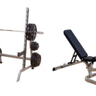 Body-Solid Fitness Multi-Press Rack w/Heavy Duty Flat Incline Decline Bench Package