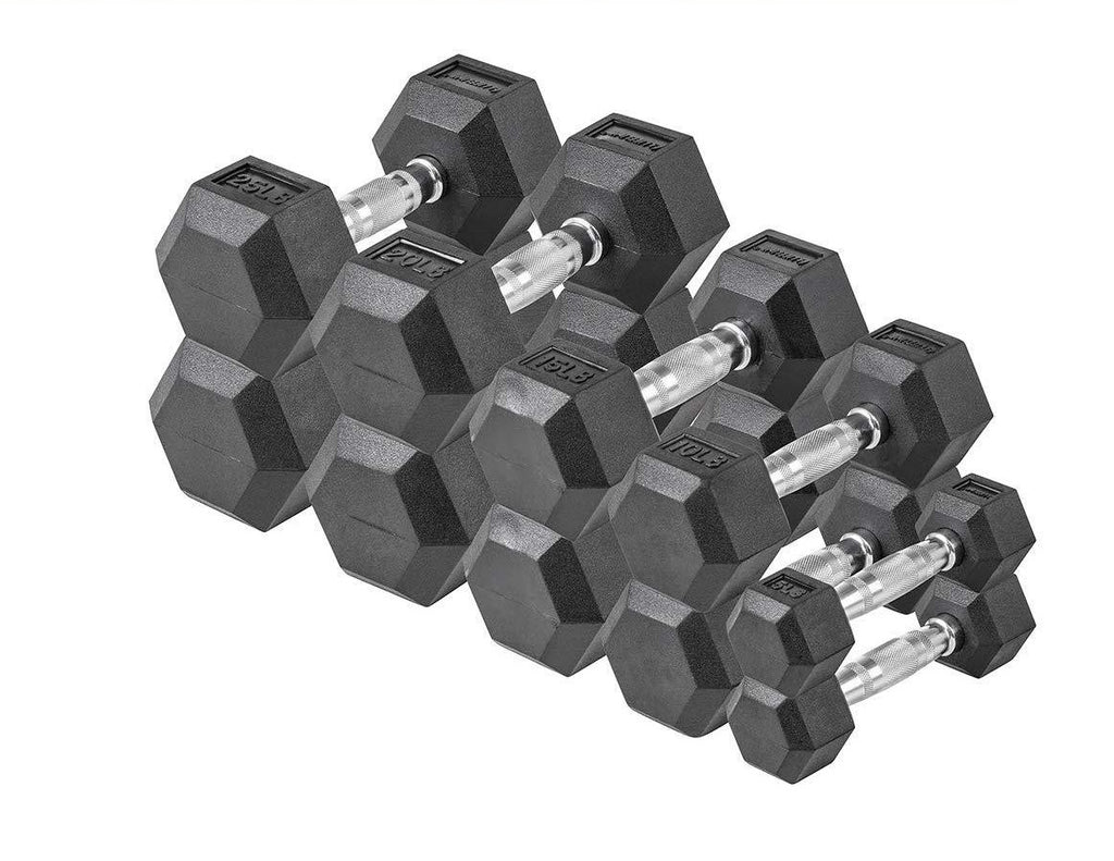 LifeLine Hex Rubber Dumbbell Set, 150lbs, 200 lbs, 380lbs & 550lbs