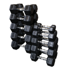 Body Solid SDRS550 Rubber Coated Hex Dumbbell Package w/ Rack And Rubber Mat