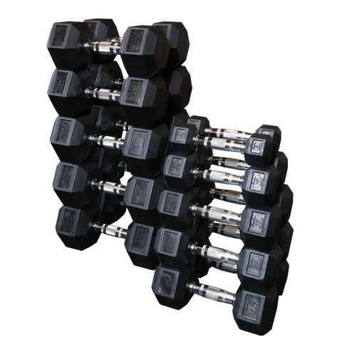 Body Solid SDRS550 Rubber Coated Hex Dumbbell Set 5 to 50 Lb