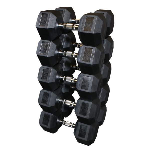 Body Solid SDRS650 Rubber Coated Hex Dumbbell Set 55 to 75 Lb