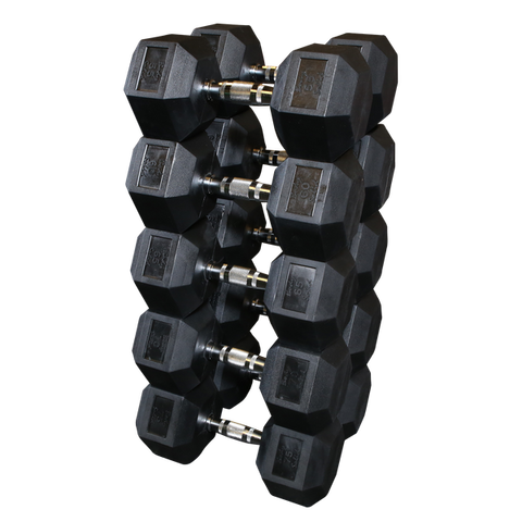 Body Solid SDRS650 Rubber Coated Hex Dumbbell Set 55 to 75 Lb