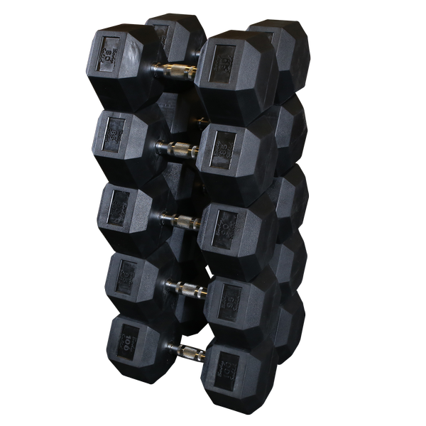 Body Solid SDRS900 Rubber Coated Hex Dumbbell Set 80 to 100 Lb