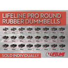 LifeLine 45LB Pro Round Rubber Dumbell