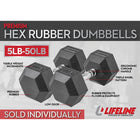 LifeLine 15LB Hex Rubber Dumbbell