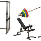 Body-Solid Pro Power Rack w/Bench, ORC300S Plate Set & Weight Tree Package