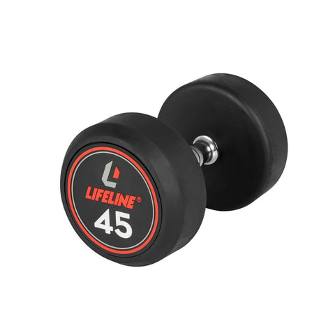 LifeLine 45LB Pro Round Rubber Dumbell