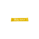 A yellow resistance band with the words 'Body-Solid' printed in white script across the center, shown against a plain white background.
