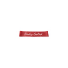 A red fabric strap with 'Body-Solid' written in white cursive script, centered on a plain white background.