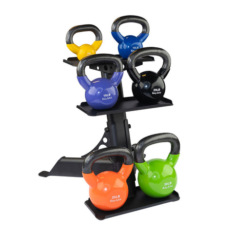 Body Solid KBVS105PACK 5-30 lb. Vinyl Kettlebell with Rack