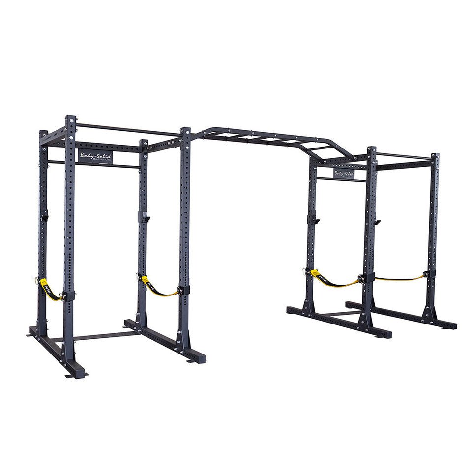 Body Solid Pro ClubLine SPR1000SSDB Double Power Racks with Monkey Bars and Safety Straps