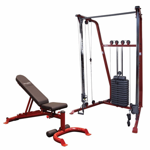 Body-Solid GFID100 Bench & BFFT10 Home Gym Functional Trainer w/190 lb Stack Package