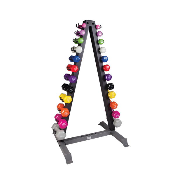 Body Solid 12 Pairs Dumbbells 1-15lbs. with GDR24 Rack