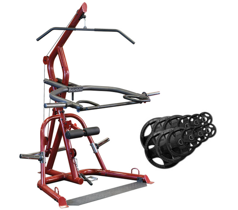 Body-Solid GLGS100 Corner Leverage Gym & ORST255 Plates Package