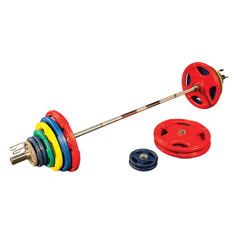 Body Solid ORC400S Colored Rubber Grip Olympic Plate Set 400lb