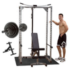 Powerline Power Rack PPR200X with Bench, Lat, Weight Set, Mat & Plate Tree Package