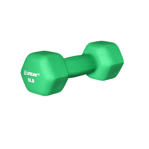 LifeLine 8LB Hex Neoprene Dumbbell - Green