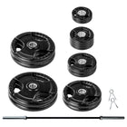 LifeLine Rubber Coated Grip Olympic Plate Weight Set w/ Bar