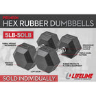 LifeLine 35LB Hex Rubber Dumbbell